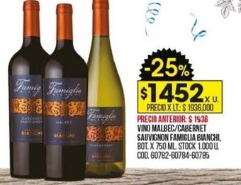 Coto Vino Malbec / Cabernet Sauvignon Famiglia Bianchi oferta
