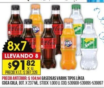 Coto Gaseosas Varios Tipos Línea Coca Cola oferta