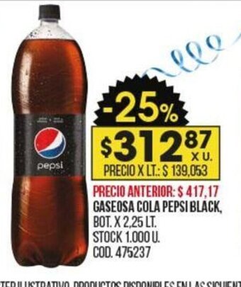 Coto Gaseosa Cola Pepsi Black oferta
