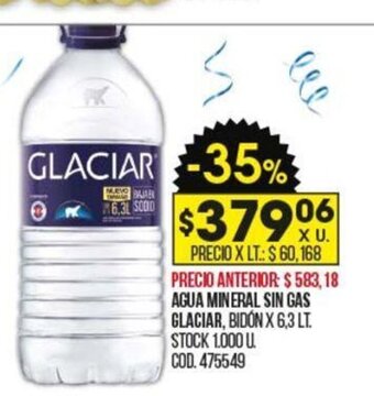Coto Agua Mineral Sin Gas Glaciar oferta