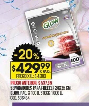 Coto Separadores Para Freezer 20x25cm Glow oferta