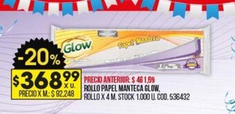 Coto Rollo Papel Manteca Glow oferta