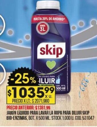 Coto Jabón Líquido Para Lavar La Ropa Para Diluir Skip Bio-Enzimas oferta