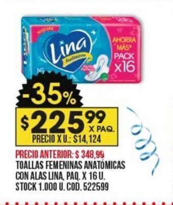 Coto Toallas Femeninas Anatomicas Con Alas Lina oferta
