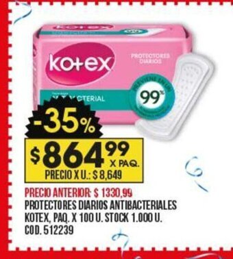 Coto Protectores Diarios Antibacteriales Kotex oferta