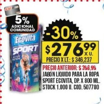 Coto Jabón Líquido Para La Ropa Sport Ecovita oferta