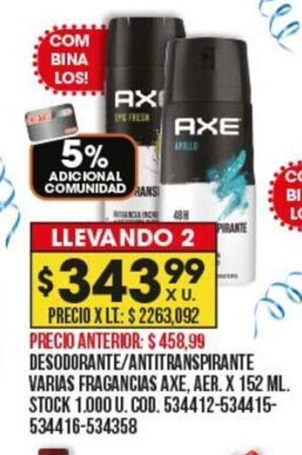 Coto Desodorante / Antitranspirante Varias Fragancias Axe oferta