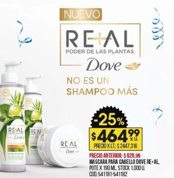 Coto Máscara Para Cabello Dove Re+Al oferta