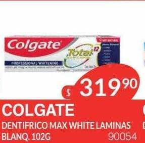 Masivos Colgate dentifrico max white laminas blanq oferta
