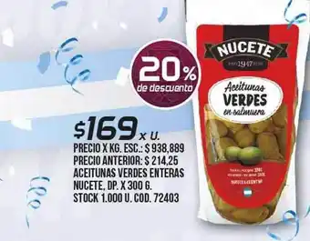 Coto Aceitunas verdes enteras nucete 20% de descuento oferta