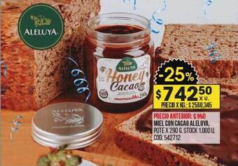 Coto Miel con cacao aleluya oferta