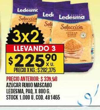 Coto Azucar rubio mascabo ledesma oferta