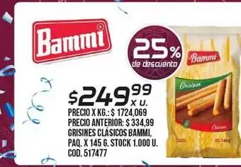 Coto Grisines clásicos bami 25% de descuento oferta