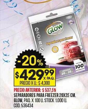 Coto Separadores para freezer 20x25cm glow oferta
