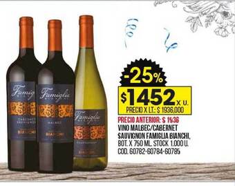 Coto Vino malbec cabernet sauvignon famiglia bianchi oferta