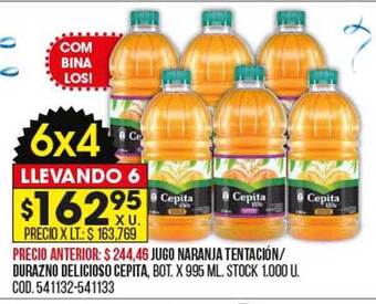 Coto Jugo naranja tentación durazno delicioso cepita oferta