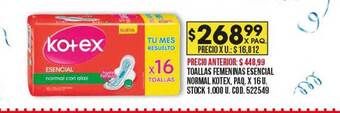 Coto Toallas femeninas esencial normal kotex oferta