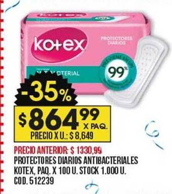 Coto Protectores diarios antibacteriales kotex oferta