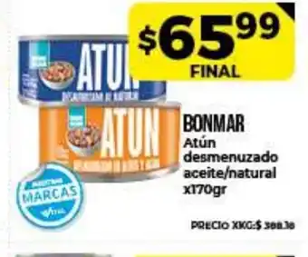 Supermayorista Vital Bonmar Atún desmenuzado aceite/natural x170gr oferta