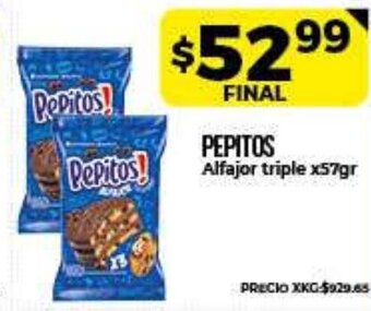 Supermayorista Vital pepitos Alfajor triple x 57gr oferta
