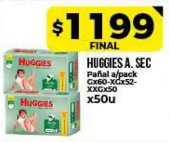 Supermayorista Vital Huggies A. Sec Pañal a/pack G60-XGx52 x 50u oferta