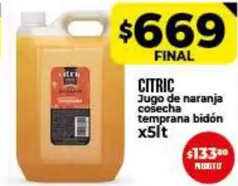 Supermayorista Vital Citric Jugo de naranja cosecha temprana bidón x 5lt oferta