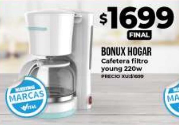 Bonux Hogar Cafetera filtro young 220W oferta en Supermayorista Vital