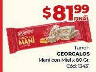 Diarco Turrón georgalos mani con miel oferta
