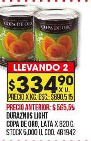 Coto Duraznos light copa de oro oferta