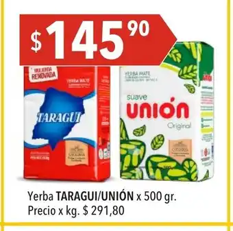 Hergo Taragui/Unión Yerba x500 gr oferta