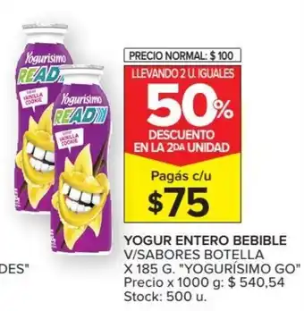 Carrefour Market Yogur Entero Bebible x185 g oferta