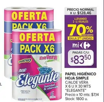 Carrefour Market Papel Higiènico Hoja Simple x6 u x30 mts oferta