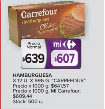 Carrefour Market "Carrefour" Hamburguesa x12 u x996 g oferta