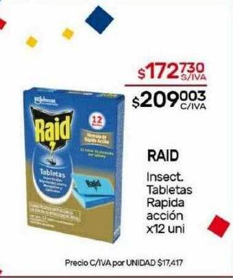 Nini Mayorista Raid insect. tabletas rapida acción oferta