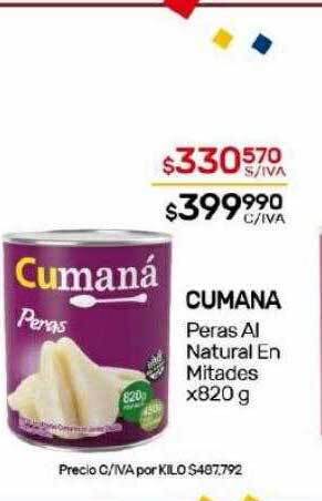 Nini Mayorista Cumana peras al natural en mitades oferta