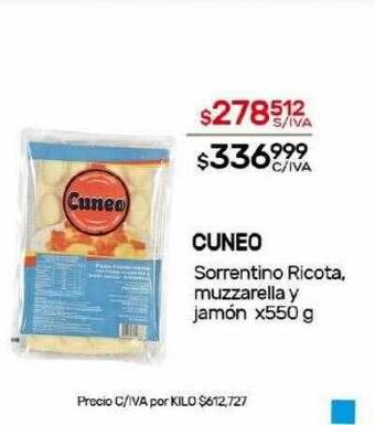 Cuneo sorrentino ricota muzzarella y jamón