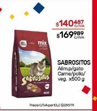 Nini Mayorista Sabrositos alim. p gato carne pollo veg. oferta