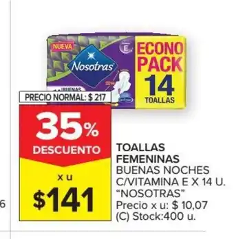 Carrefour Market "Nosotras" Toallas Femeninas x14 u oferta