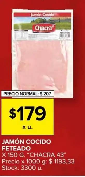 Carrefour Market "Chacra 43" Jamón Cocido Feteado x150 g oferta