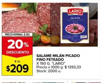 Carrefour Market "Lario" Salame Milán Picado Fino Feteado x150 g oferta