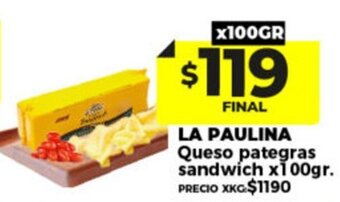 Supermayorista Vital La Paulina Queso Pategras Sandwich x 100gr oferta