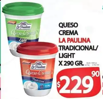 Supermercados Top Queso Crema La Paulina oferta
