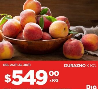 Supermercados DIA Durazno x Kg oferta