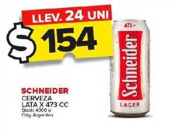 Carrefour Maxi Schneider cerveza lata x 473 cc oferta