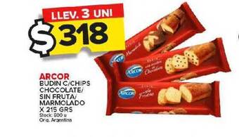 Carrefour Maxi Arcor budin c-chips chocolate-sin fruta-marmolado oferta