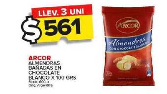 Carrefour Maxi Arcor almendras bañadas en chocolate blanco oferta