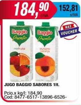 Maxiconsumo Jugo baggio sabores oferta