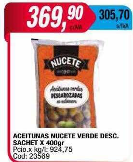 Maxiconsumo Aceitunas nucete verde desc. sachet oferta