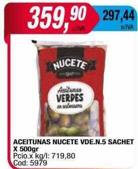 Maxiconsumo Aceitunas nucete vde.n.5 sachet oferta