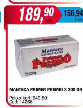 Maxiconsumo Manteca primer premio oferta